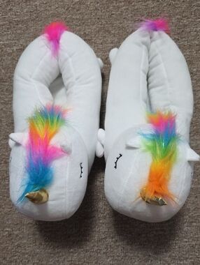 Unicorn Slippers with Rainbow Mane